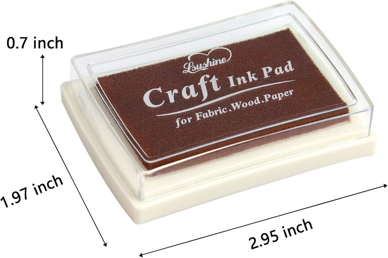 Lsushine Craft Ink Pad for Rubber Stamps, Paper, Wooden, Fabric, Scrapbooking, Non-Toxic Finger Ink Pads for Kids (Brown) - Image 2